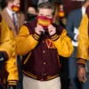 Washington Commanders Maroon and Yellow Letterman Varsity Jacket - Image 3