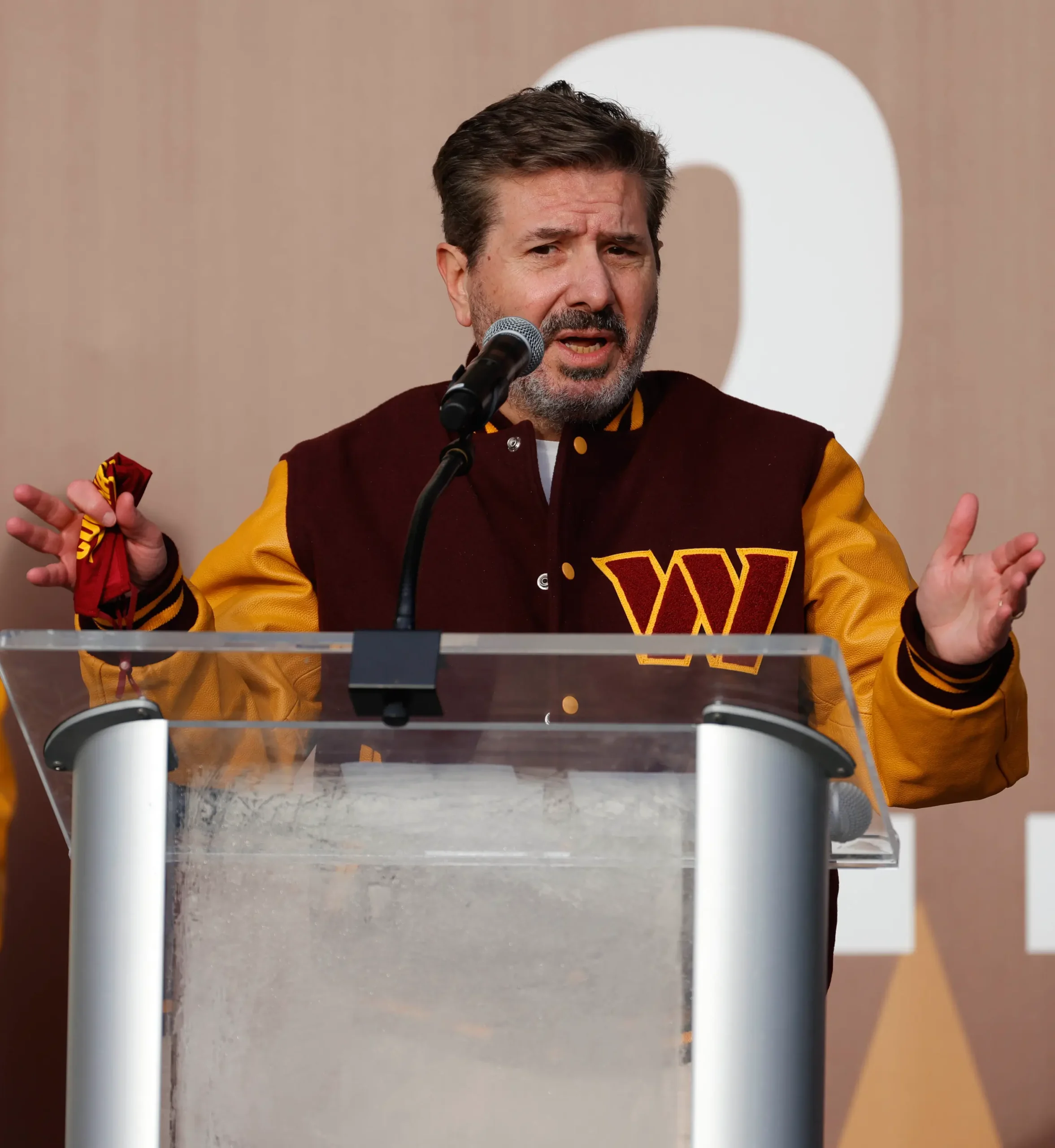 Washington Commanders Maroon and Yellow Letterman Varsity Jacket - Image 5