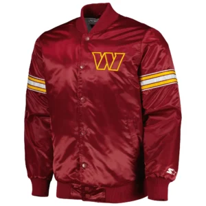 Washington Commanders The Power Forward Maroon Satin Varsity Jacket