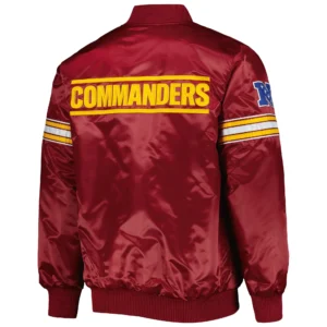 Alternative view of Washington Commanders The Power Forward Maroon Satin Varsity Jacket