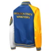 Women's Golden State Warriors Reliever Raglan Full-Snap Satin Varsity Jacket