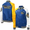 Women's Golden State Warriors Reliever Raglan Full-Snap Satin Varsity Jacket