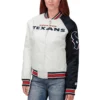 Houston Texans Starter Hometown Satin Varsity Jacket White & Navy - Image 2