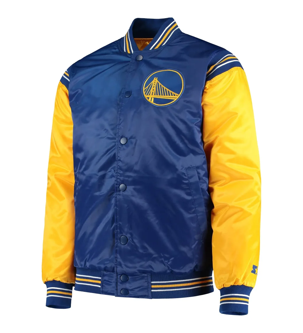 Golden State Warriors The Enforcer Royal Satin Varsity Jacket