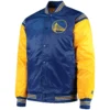 Golden State Warriors The Enforcer Royal Satin Varsity Jacket