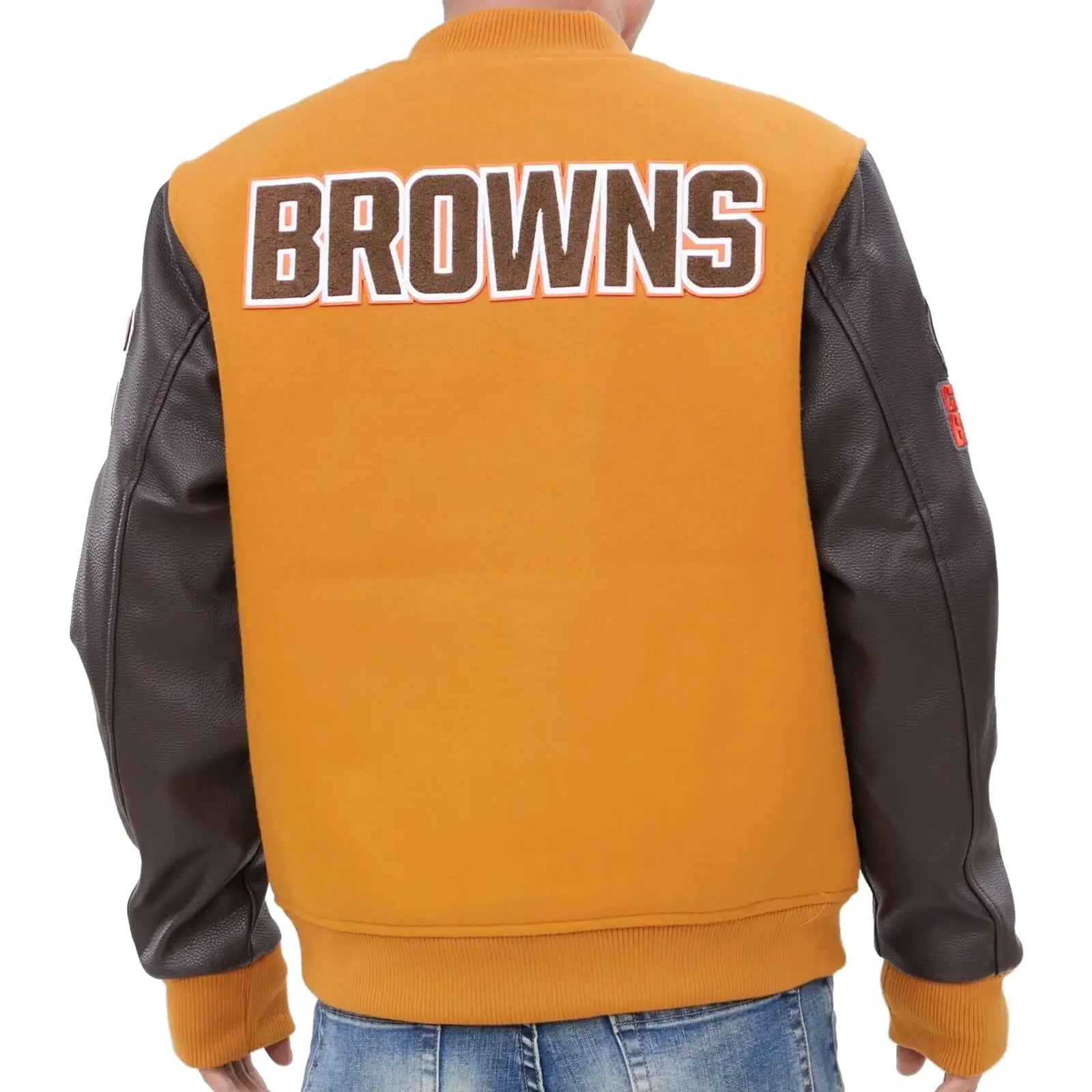 Cleveland Browns Classic Wool & Faux Leather Varsity Jacket - Image 2