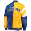 Golden State Warriors Leader Gold/Royal Color Block Satin Varsity Jacket - Image 2