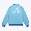 Atlanta Braves Lightweight Raglan Sky Blue Satin Varsity Jacket - Image 2