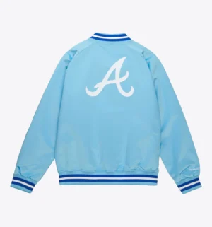 Alternative view of Atlanta Braves Lightweight Raglan Sky Blue Satin Varsity Jacket