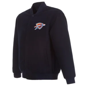 Oklahoma City Thunder Reversible Patches Logo Full Wool One Color Varsity Jacket