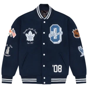 Toronto Maple Leafs OVO Navy Full-Snap Varsity Jacket