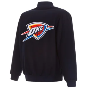 Alternative view of Oklahoma City Thunder Reversible Patches Logo Full Wool One Color Varsity Jacket