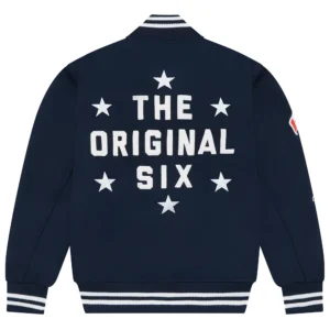 Alternative view of Toronto Maple Leafs OVO Navy Full-Snap Varsity Jacket