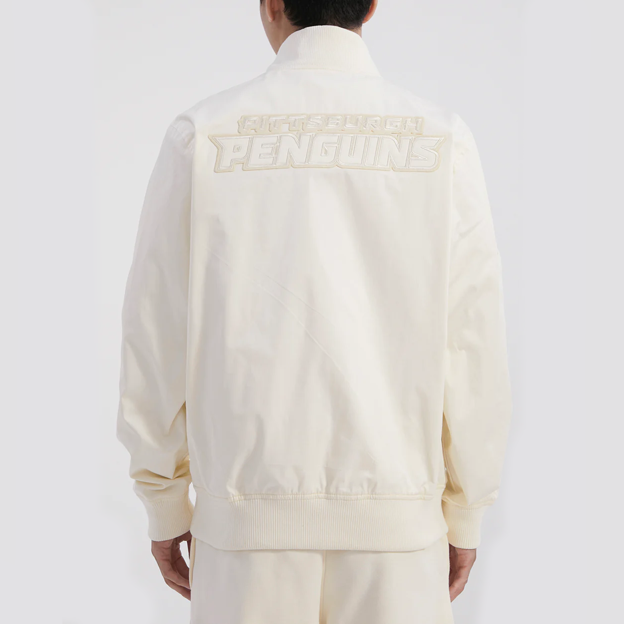 Pittsburgh Penguins Neutral Satin Varsity Jacket - Image 4