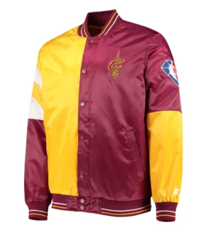 75th Anniversary Leader Cleveland Cavaliers Starter Color Block Maroon & Gold Satin Varsity Jacket