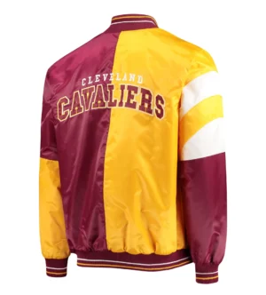 Alternative view of 75th Anniversary Leader Cleveland Cavaliers Starter Color Block Maroon & Gold Satin Varsity Jacket