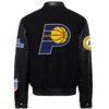 Indiana Pacers Wool & Leather Black Varsity Jacket - Image 2