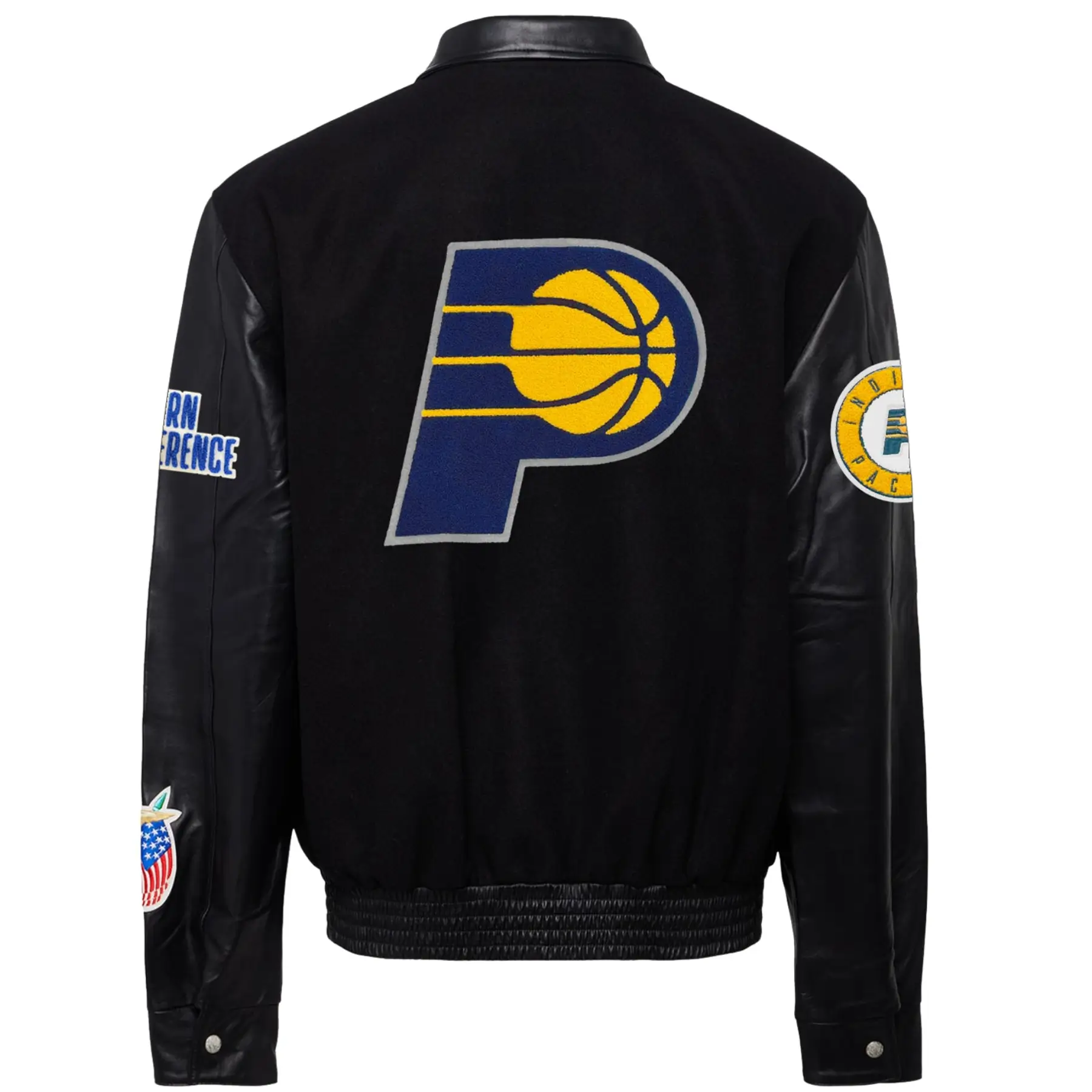 Indiana Pacers Wool & Leather Black Varsity Jacket - Image 2
