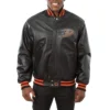 Anaheim Ducks Full Leather Black Zipper Varsity Jacket