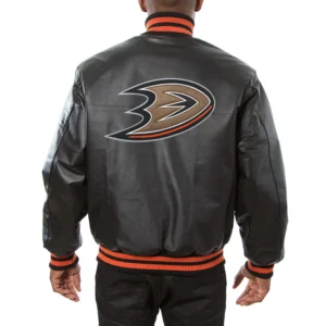 Alternative view of Anaheim Ducks Full Leather Black Varsity Jacket
