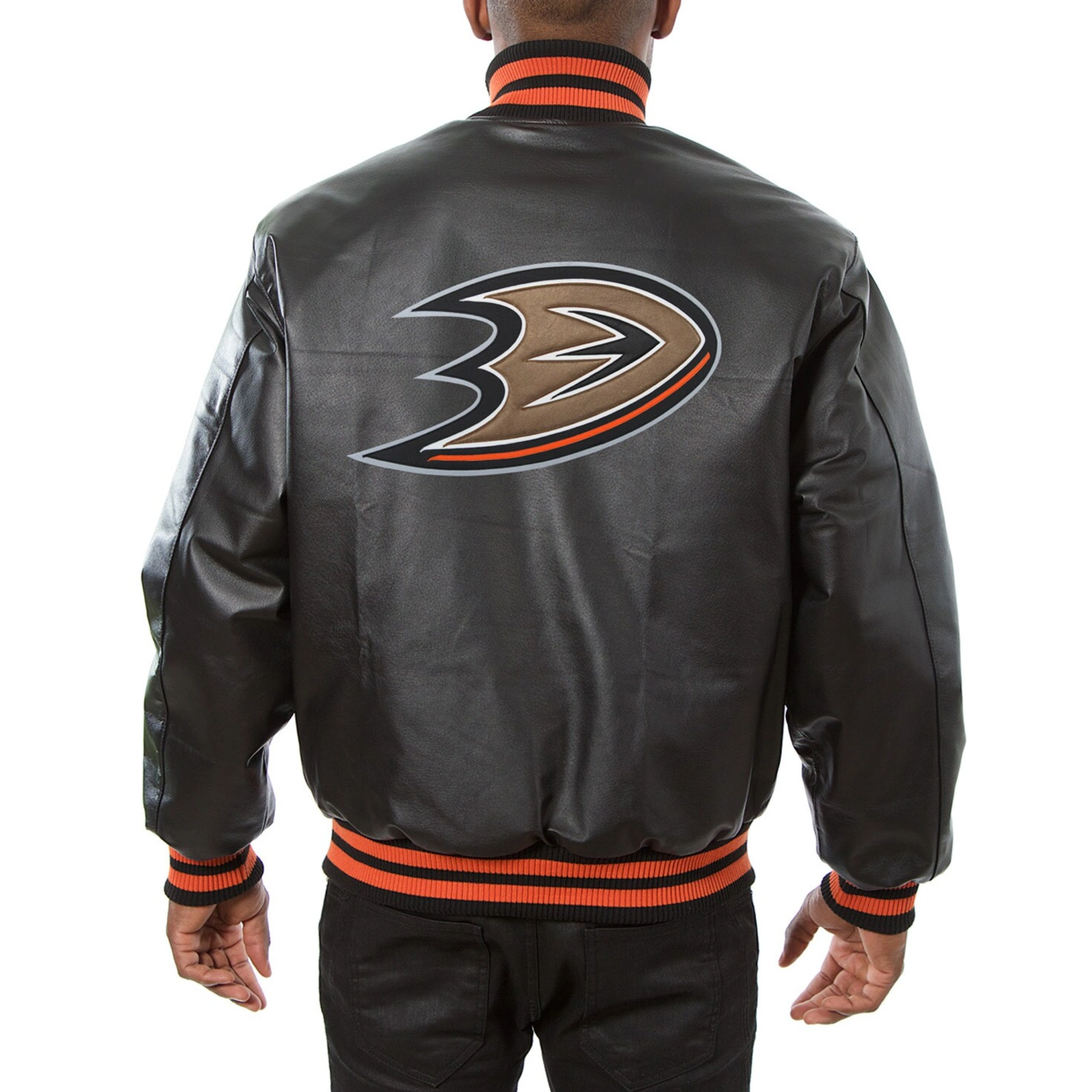 Anaheim Ducks Full Leather Black Varsity Jacket - Image 2