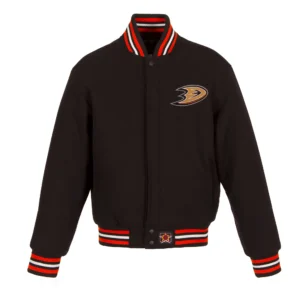 Anaheim Ducks One Color Full Wool Zipper Varsity Jacket