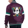 Anaheim Ducks Home Game Purple Satin Varsity Jacket - Image 2