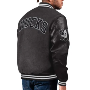 Alternative view of Anaheim Ducks First Rounder Wool/Leather Varsity Jacket