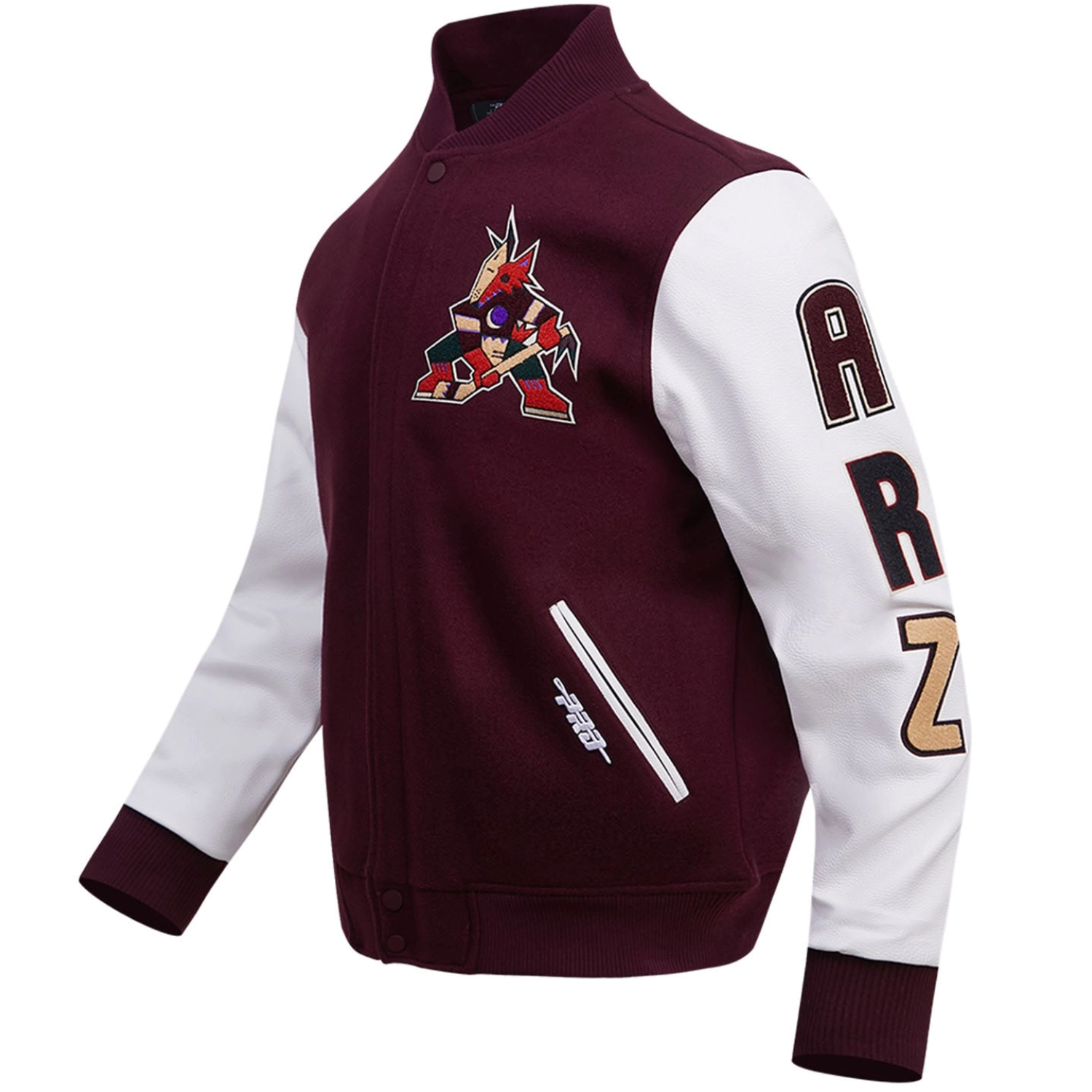 Arizona Coyotes Pro Standard Classic Wool & Leather Varsity Jacket - Image 3