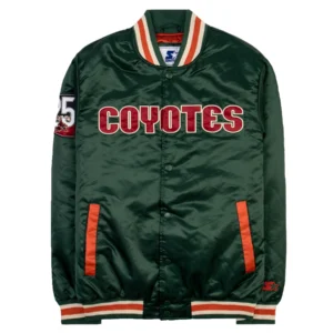 Arizona Coyotes Starter Full-Snap Bomber Satin Varsity Green Jacket
