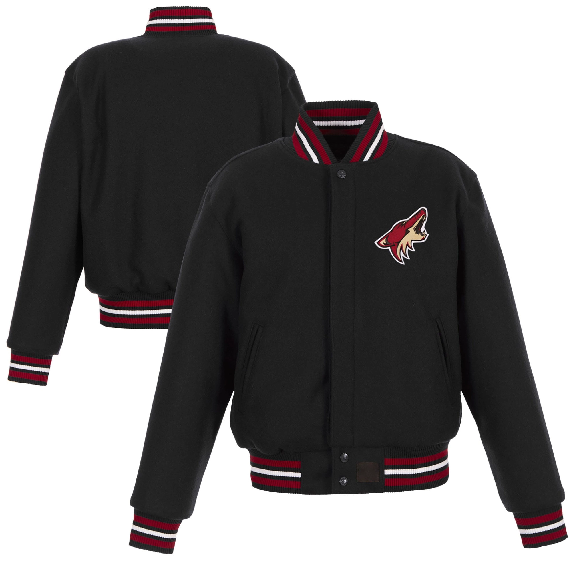 Arizona Coyotes Domestic Black Full Wool One Color Varsity Jacket - Image 3