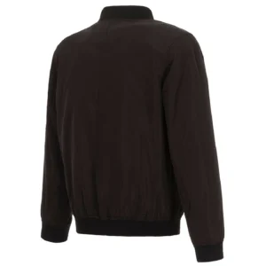 Alternative view of Arizona Coyotes Full-Zip Bomber Black Satin Varsity Jacket