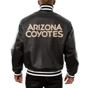 Alternative view of Arizona Coyotes Full Leather  Black Leather Varsity Jacket