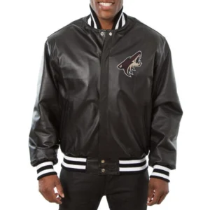 Arizona Coyotes Full Leather Black Leather Varsity Jacket