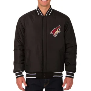 Alternative view of Arizona Coyotes Black Full Wool One Color Varsity Jacket