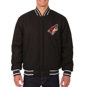 Arizona Coyotes Black Full Wool One Color Varsity Jacket