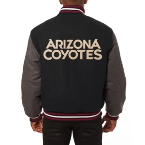 Alternative view of Arizona Coyotes Full Wool Two Tone Varsity Jacket Black & Grey