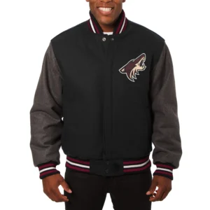 Arizona Coyotes Full Wool Two Tone Varsity Jacket Black & Grey