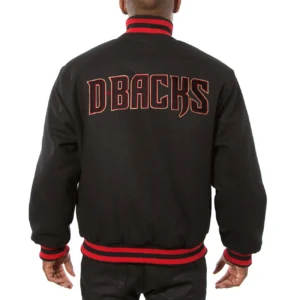 Alternative view of Arizona Diamondbacks Full Wool One Color Black Varsity Jacket