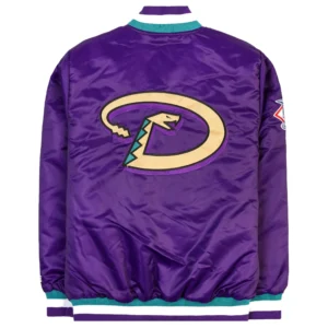 Alternative view of Arizona Diamondbacks Heavyweight Full-Snap Purple Satin Varsity Jacket