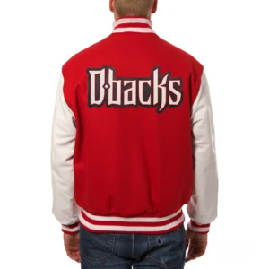 Alternative view of Arizona Diamondbacks Two Tone Wool & Leather Red/White Varsity Jacket