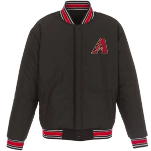 Alternative view of Arizona Diamondbacks Accent Reversible Black/Red Wool Varsity Jacket