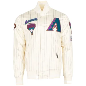 Arizona Diamondbacks Pro Standard Pinstripe Full-Snap Satin Varsity Cream Jacket