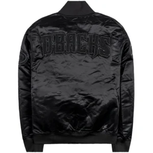 Alternative view of Arizona Diamondbacks Triple Black Satin Bomber Jacket