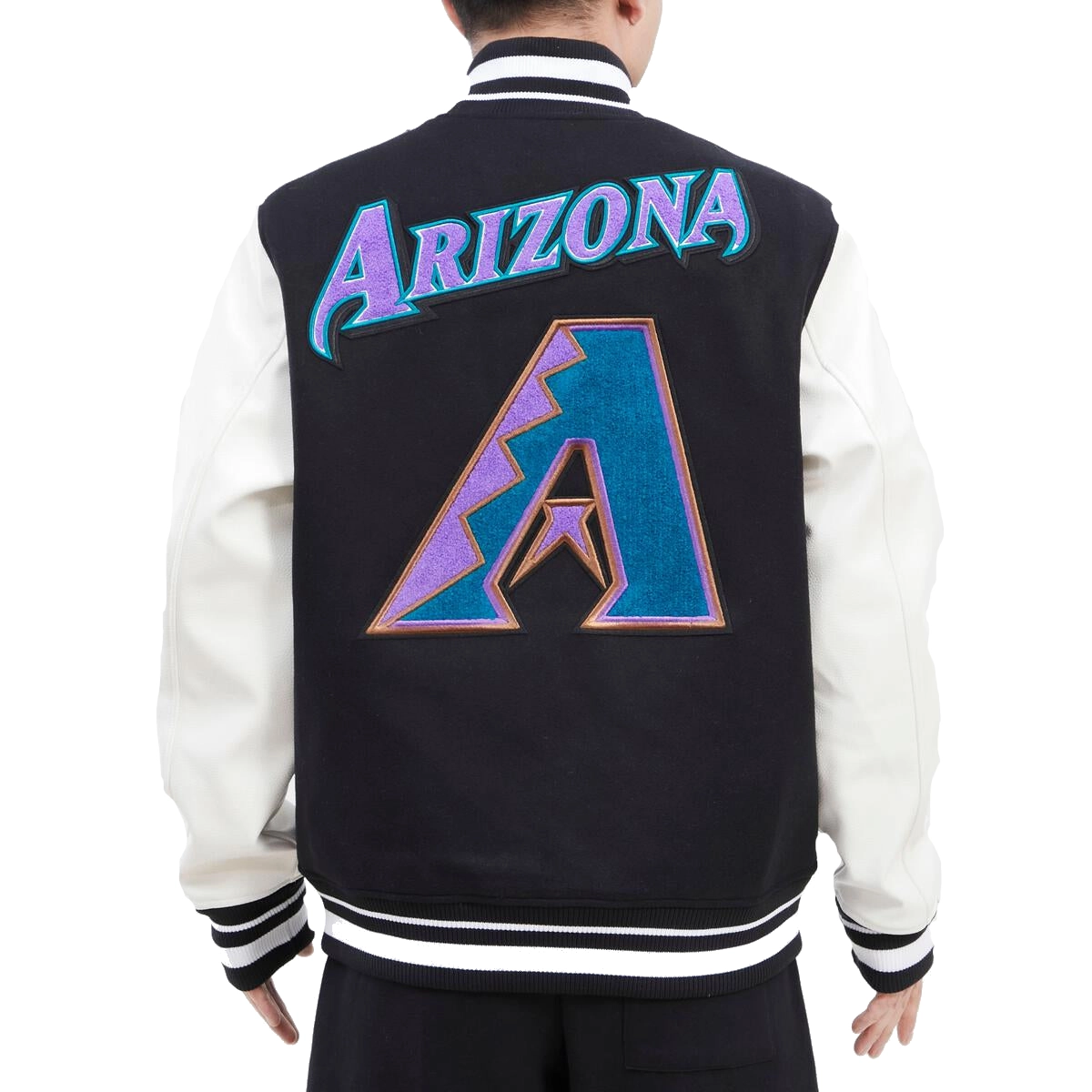 Arizona Diamondbacks Retro Classic Black/White Wool & Leather Varsity Jacket - Image 2