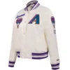 Arizona Diamondbacks Women's Retro Satin Cream Varsity Jacket
