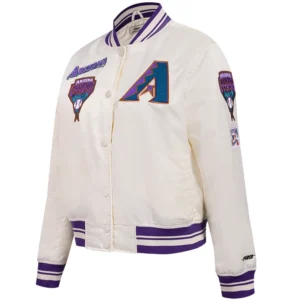 Arizona Diamondbacks Women's Retro Satin Cream Varsity Jacket