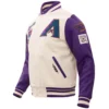 Arizona Diamondbacks Retro Classic Cream/Purple Wool & Leather Varsity Jacket - Image 10