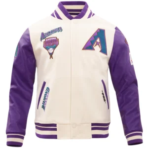 Arizona Diamondbacks Retro Cream Wool & Leather Varsity Jacket