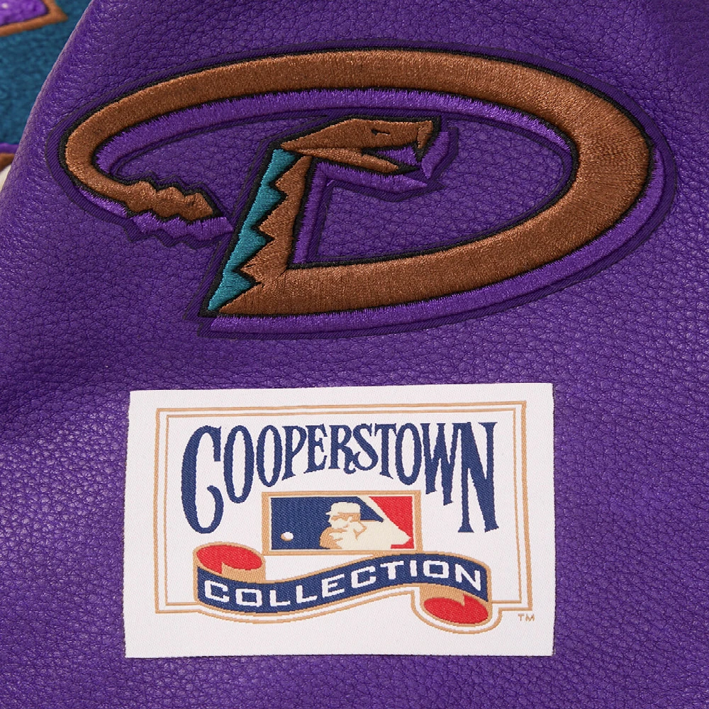 Arizona Diamondbacks Retro Classic Cream/Purple Wool & Leather Varsity Jacket - Image 5